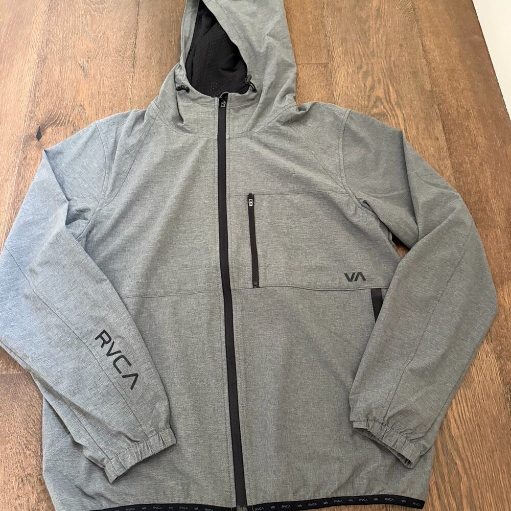 RVCA Men’s Yogger Zip-Up Hooded Jacket II Gray Sz M